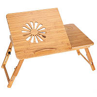 Підставка під ноутбук бамбук регульована висота ніжок 5 положень кута нахилу вентиляційні отвори 660х350х300мм Бокс