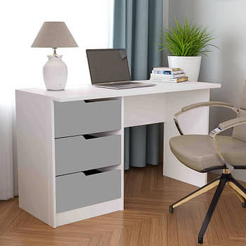 Стіл письмовий, стіл комп'ютерний білий з шухлядами Сірий