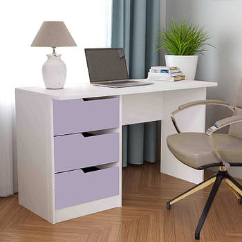 Стіл письмовий, стіл комп'ютерний білий з шухлядами Лаванда