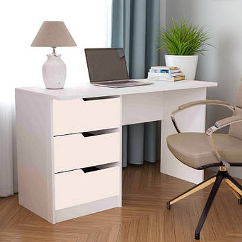 Стіл письмовий, стіл комп'ютерний білий з шухлядами Сакура