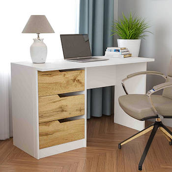 Стіл письмовий, стіл комп'ютерний білий з шухлядами Тахо