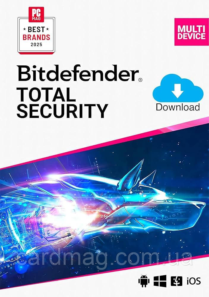 Антивірус Bitdefender Total Security Multi-Device на 1 рік 5 пристроїв (Ліцензійний ключ)