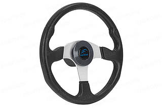 Рулеве колесо Nautflex 161-A 340 мм суднове для човна і катера 3 спиці анодований алюміній чорний вініл, фото 2