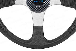 Рулеве колесо Nautflex 161-A 340 мм суднове для човна і катера 3 спиці анодований алюміній чорний вініл, фото 4