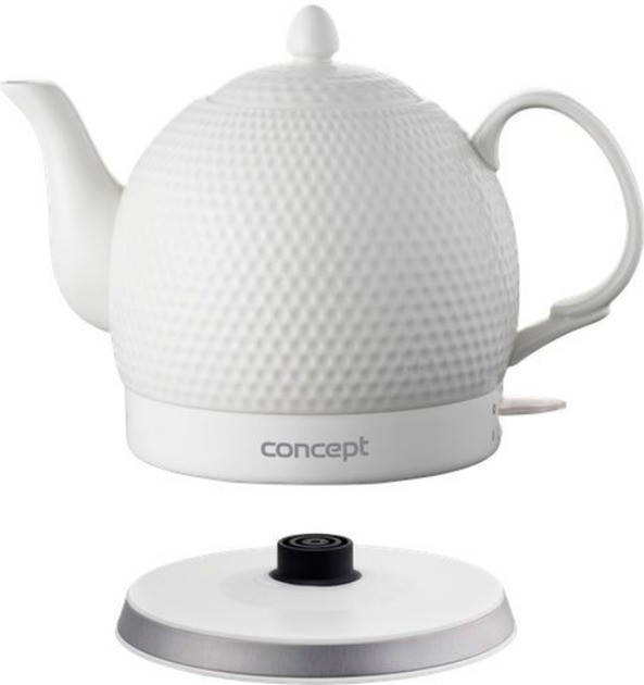 Керамічний електрочайник дисковий 1.2л 1000Вт Concept RK0050 з автовідключенням Білий, фото 1