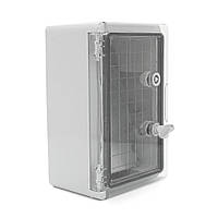 Бокс ударостійкий з ABS пластика з монтажною панеллю 300х200х130 з прозорою дверцею IP65