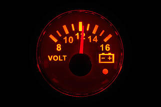 Вольтметр I Gauge WKVOW-90W816 судновий для човна і катера аналоговий білий дисплей червоне підсвічування хромована рамка, фото 2