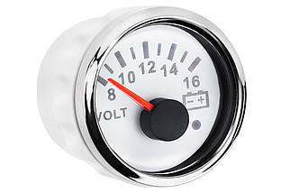 Вольтметр I Gauge WKVOW-90W816 судновий для човна і катера аналоговий білий дисплей червоне підсвічування хромована рамка, фото 3