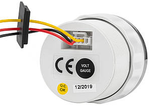Вольтметр I Gauge WKVOW-90W816 судновий для човна і катера аналоговий білий дисплей червоне підсвічування хромована рамка, фото 5