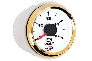 Вольтметр ECMS білий HMV2-WG-8-16 802-00042 судновий для човна і катера 12V аналоговий 53 мм з підсвіткою, фото 3