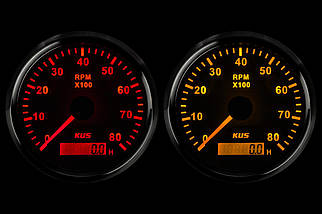 Тахометр і мотогодинники Wema Kus чорний CMHB-BS-8KL K-Y07010 для човна і катера 0-8000 об/хв 12/24 В діаметр 85 мм, фото 2