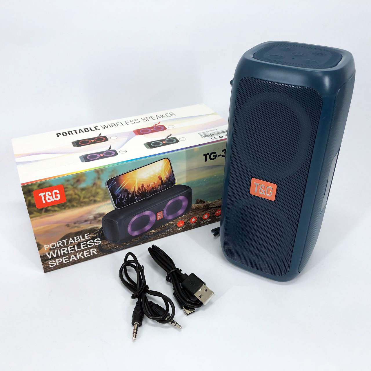Блютуз колонка з гарною підсвіткою TG333, Портативна колонка з Bluetooth, Колонка для дому DT-110 та вулиці