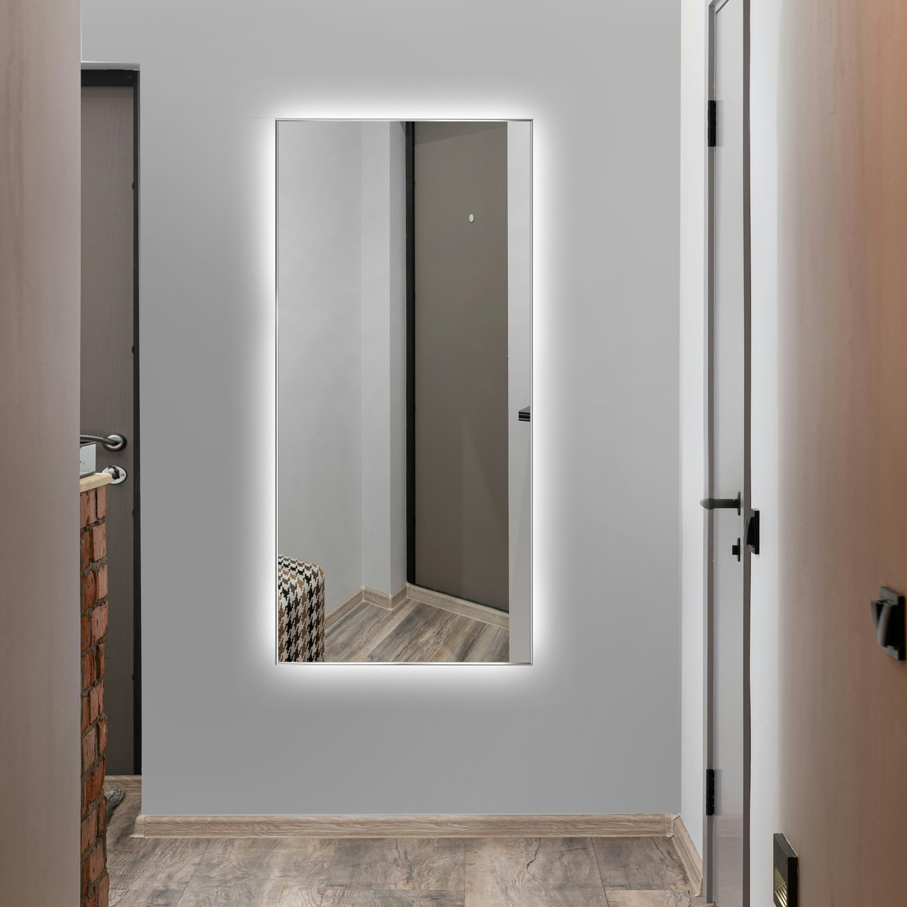 Дзеркало в алюмінієвій рамі з підсвіткою для ванних кімнат, фото 1