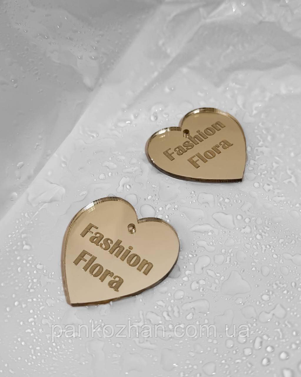 Бірка декоративна з акрилу сердечко 4 см золото, фото 1