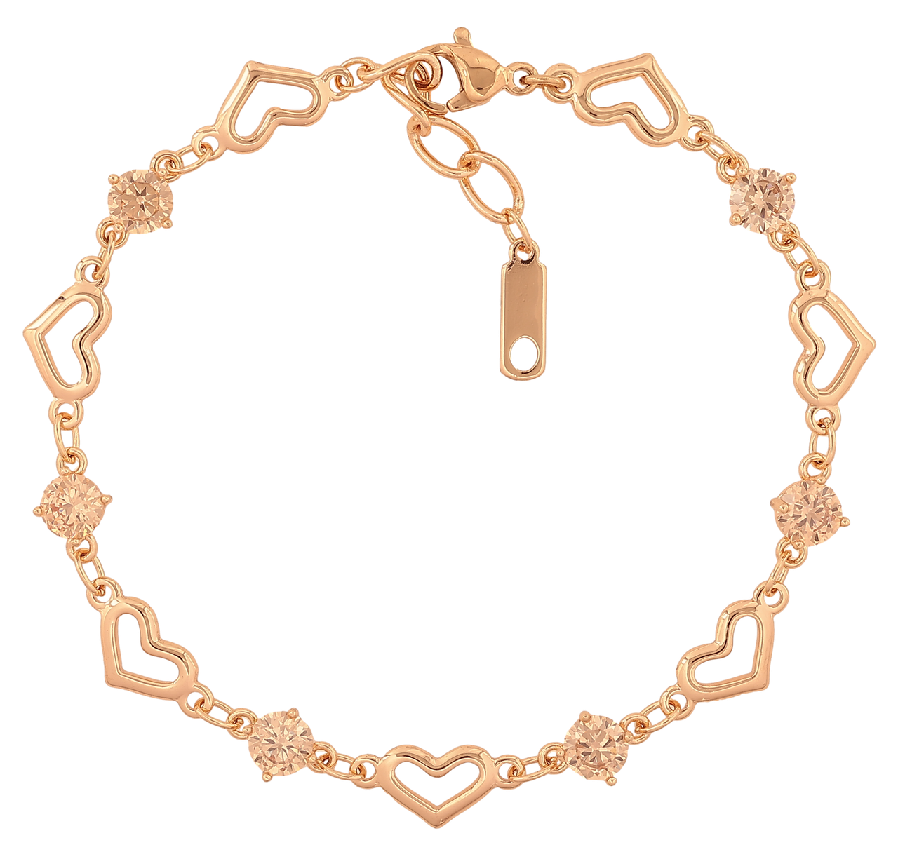Браслет Xuping M&L Колір 18K «Сердечка з пісочними кристалами» довжина з доп.ланцюжком 18-20см х 5-7мм, фото 1