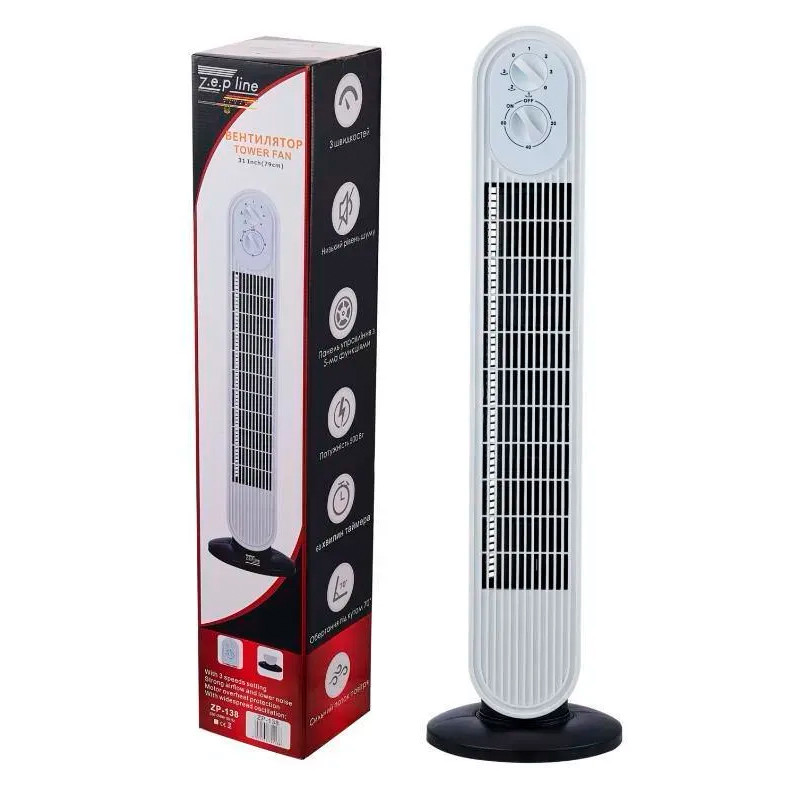 Вентилятор підлоговий із функцією обертання 3 швидкості таймер Zepline ZP-138 500 Вт, фото 1