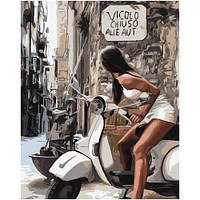 [0090] Картина по номерах 0090 ОРТ Дівчина та білий мопед 40*50 [tsi182778-ТCІ]