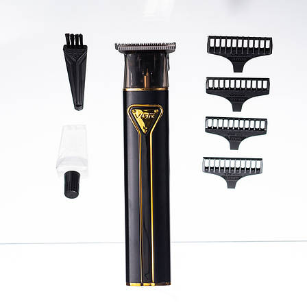 Тример для стрижки волосся акумуляторний 4 насадки Чорний VGR V-009, фото 1