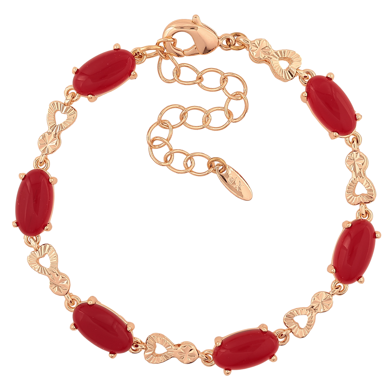 Браслет Xuping M&L Колір 18K «Візерунок з червоним камінням» довжина з доп.ланцюжком 16.5-22см х 4-6мм, фото 1