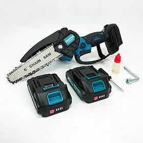 Ручна садова електропила Krafftec 15 см, Маленька ланцюгова пилка для дерева, Міні-пилка HA-775 з батареєю