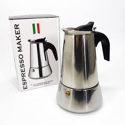 Гейзер 4 чашок Unique UN-1902 270 мл, Маленька кавоварка на 3 чашки, Гейзерна турка VX-420 для кави, фото 1