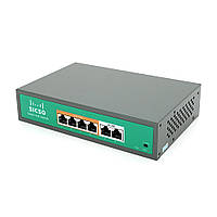 Комутатор POE SICSO 48V з 4 портами POE 100Мбіт плюс 2 порти Ethernet UP-Link 100Мбіт з посиленням сигналу до 250м корпус метал