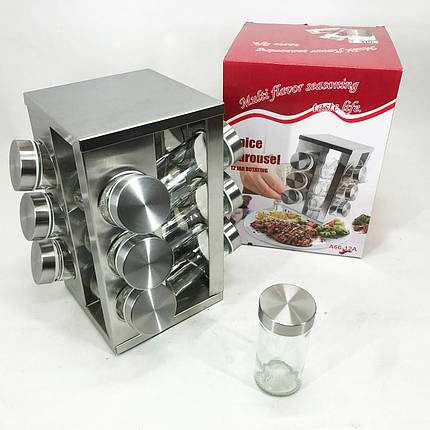 Етажерка для спецій UNIQUE 12 в 1, Набір для спецій карусель, Баночки для спецій WO-963 на кухню, фото 1