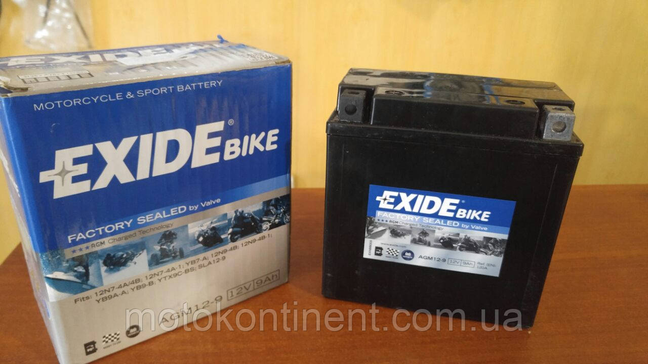 Аккумулятор для мотоцикла гелевый EXIDE SLA12-9= AGM12-9 9 Ah 135x75x139