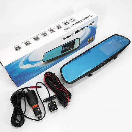 Автомобільний відеореєстратор-дзеркало L-9004 LCD 3.5'' 2 камери 1080P QS-288 Full HD, фото 1