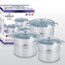 Набір з 3-х каструль 9, 11, 13.5 л. з нержавіючої сталі та топовим капсульним 5-ти слойним дном