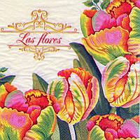 Паперові тришарові серветки декоративні ТМ Luxy 33x33 "Яскравий колір тюльпанів" для декупажу18 штук