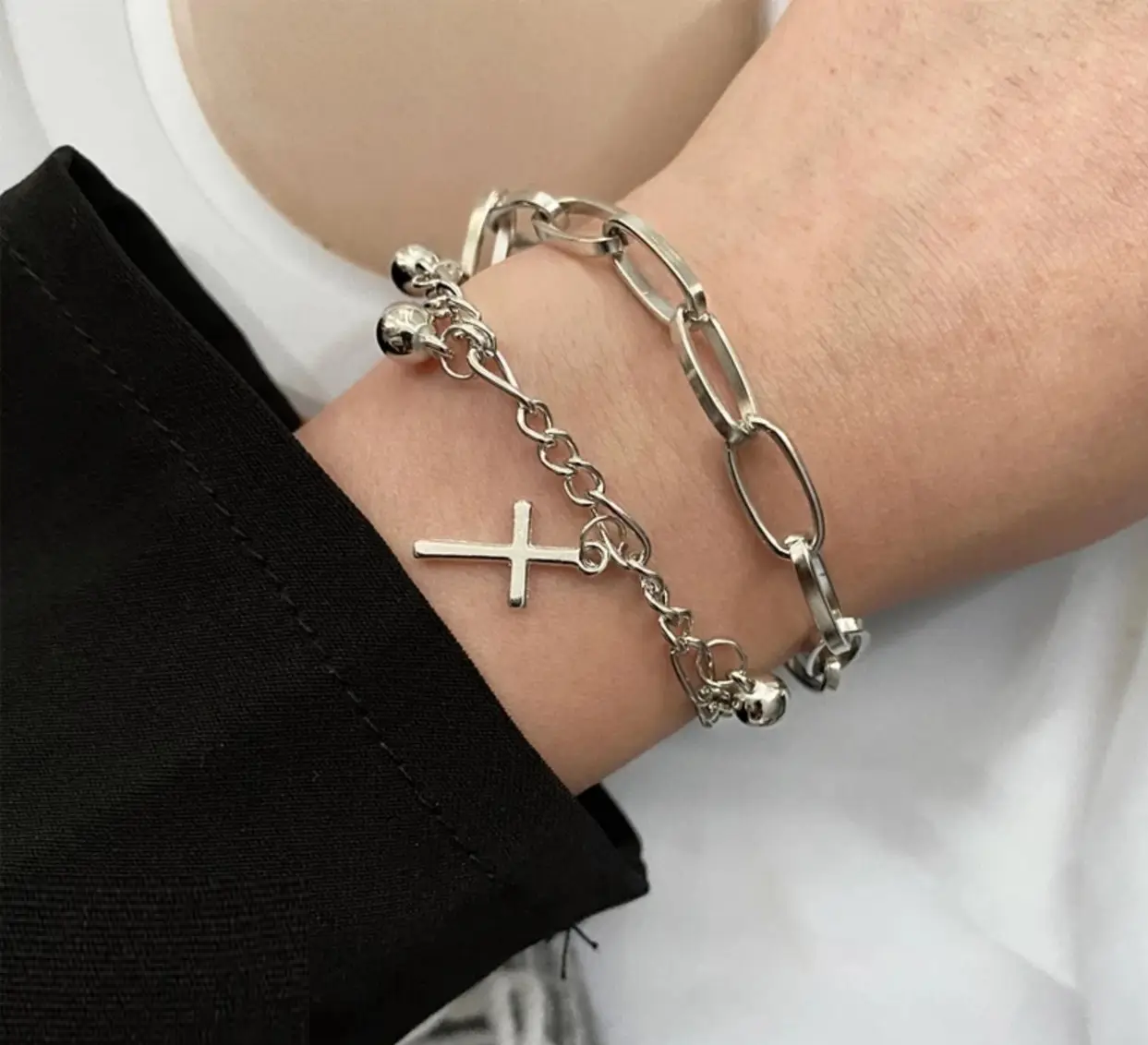 Браслет Cross багатошаровий хрест з хрестами і кулями ланцюг, фото 1