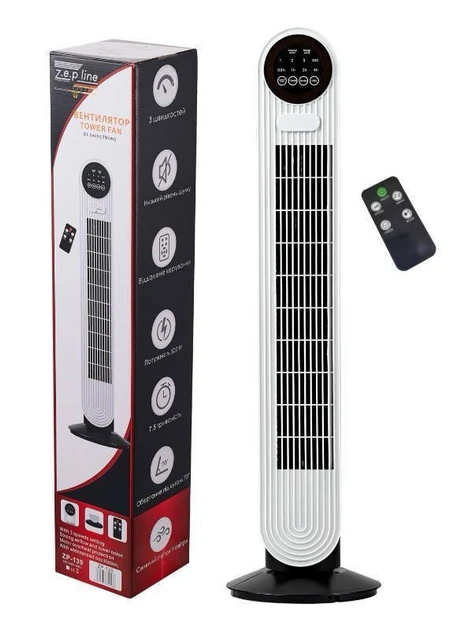 Вентилятор із таймером Zepline ZP-139 500 Вт Потужний вентилятор для дому та офісу Вентилятор кімнатний (Битовий у