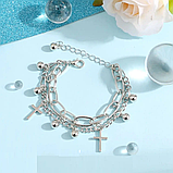 Браслет Cross багатошаровий хрест з хрестами і кулями ланцюг, фото 2