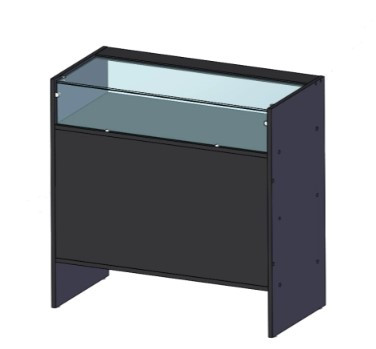 Прилавок із ДСП з верхньою та фронтальною скляними поверхнями, фото 1