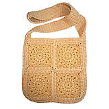 Стильна в’язана сумочка ручної роботи із соняхами колір солом'яний, фото 3
