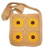 Стильна в’язана сумочка ручної роботи із соняхами колір солом'яний, фото 2