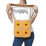 Стильна в’язана сумочка ручної роботи із соняхами колір солом'яний, фото 7