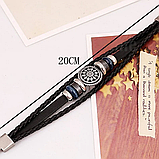 Чоловічий шкіряний браслет в Етнічному стилі мотузковий багатошаровий чорна шкіра, фото 6