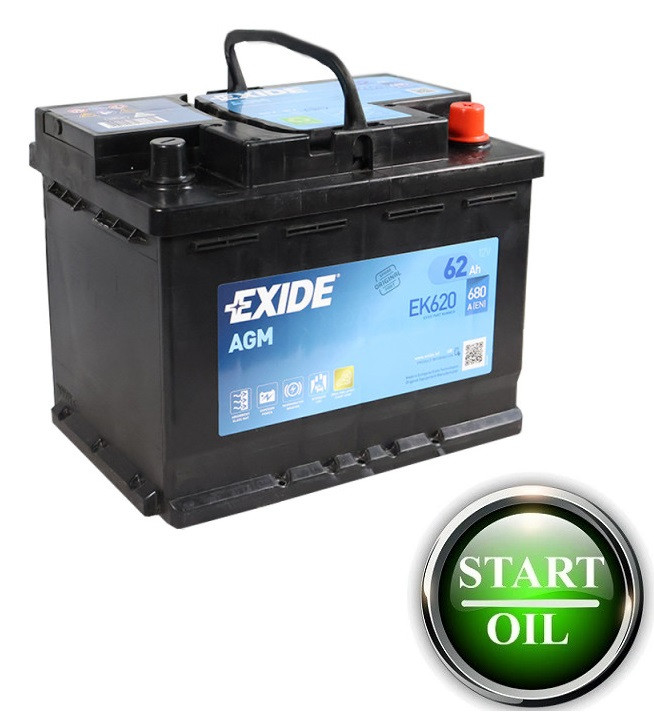 Акумулятор EXIDE AGM 62Аh 680A R+ Start/Stop EK620