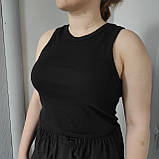 Майка Dias жіноча трикотаж рубчик стрейч S\M чорна, фото 2