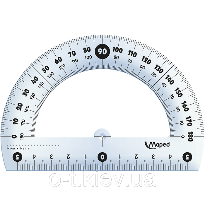 Транспортир пластиковий Maped ESSENTIALS, 180гр/120мм, фото 1