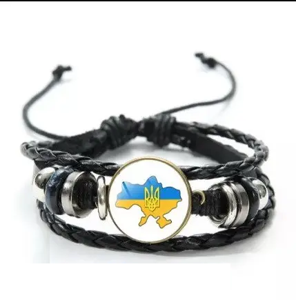 Шкіряний браслет карта України тризуб герб шкіра тризуб