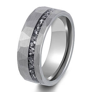 Кільце з карбід вольфраму з метеоритом 8мм (р 17.3 18.2 19 20 20.7 21.5)