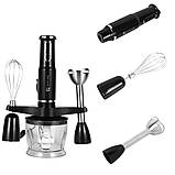 Блендер занурювальний 1000W кухонний HM-8029 Hoffmans Electronics Ручний подрібнювач з насадками 5в1 Чорный, фото 7