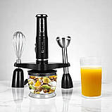 Блендер занурювальний 1000W кухонний HM-8029 Hoffmans Electronics Ручний подрібнювач з насадками 5в1 Чорный, фото 4