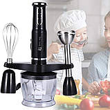 Блендер занурювальний 1000W кухонний HM-8029 Hoffmans Electronics Ручний подрібнювач з насадками 5в1 Чорный, фото 3