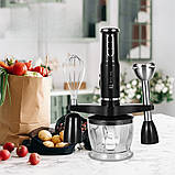 Блендер занурювальний 1000W кухонний HM-8029 Hoffmans Electronics Ручний подрібнювач з насадками 5в1 Чорный, фото 9
