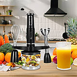 Блендер занурювальний 1000W кухонний HM-8029 Hoffmans Electronics Ручний подрібнювач з насадками 5в1 Чорный, фото 2
