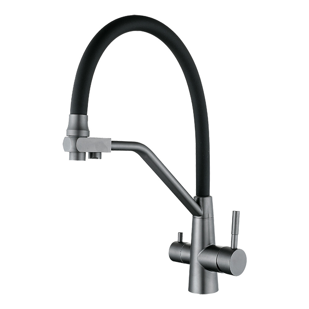 Змішувач для кухні WEZER INX4A-08 GUNGREY під осмос, нержавіюча сталь, Ø35, збройова сталь, фото 1